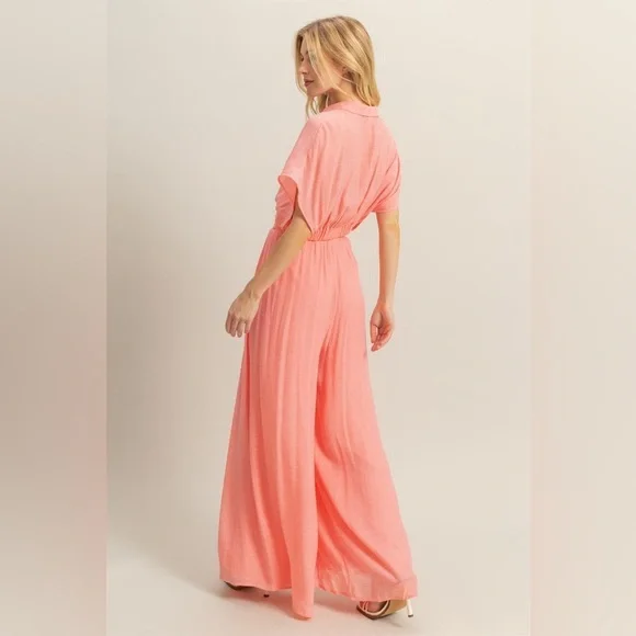 Kimono Sleeve Crop Top and Wide Leg Pants Set - Picture 4 of 5